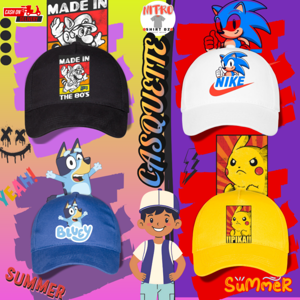 ( CASQUETTE ( Sonic -Mario-Bluey-Pikachu