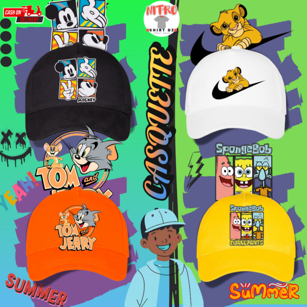 (CASQUETTE (Mickey-Lion-TomJerry-Spongbob